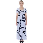 Black And White Swirl Background High Waist Short Sleeve Maxi Dress