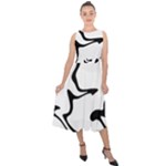 Black And White Swirl Background Midi Tie-Back Chiffon Dress