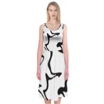 Black And White Swirl Background Midi Sleeveless Dress