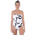 Black And White Swirl Background Tie Back One Piece Swimsuit