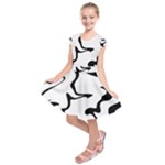 Black And White Swirl Background Kids  Short Sleeve Dress