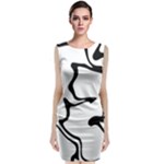 Black And White Swirl Background Sleeveless Velvet Midi Dress