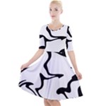 Black And White Swirl Background Quarter Sleeve A-Line Dress
