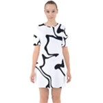 Black And White Swirl Background Sixties Short Sleeve Mini Dress