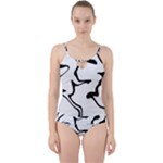 Black And White Swirl Background Cut Out Top Tankini Set