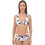 Black And White Swirl Background Double Strap Halter Bikini Set