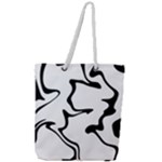 Black And White Swirl Background Full Print Rope Handle Tote (Large)