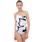 Black And White Swirl Background Classic One Shoulder Swimsuit