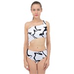 Black And White Swirl Background Spliced Up Two Piece Swimsuit