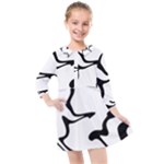 Black And White Swirl Background Kids  Quarter Sleeve Shirt Dress