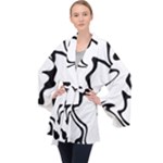 Black And White Swirl Background Long Sleeve Velvet Kimono 