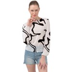 Black And White Swirl Background Banded Bottom Chiffon Top
