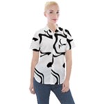 Black And White Swirl Background Women s Short Sleeve Pocket Shirt