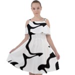Black And White Swirl Background Cut Out Shoulders Chiffon Dress