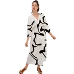Black And White Swirl Background Grecian Style  Maxi Dress