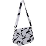 Black And White Swirl Background Saddle Handbag