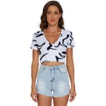 Black And White Swirl Background V-Neck Crop Top