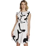 Black And White Swirl Background Cap Sleeve High Waist Dress