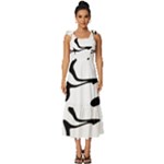 Black And White Swirl Background Tie-Strap Tiered Midi Chiffon Dress