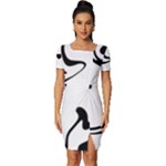 Black And White Swirl Background Fitted Knot Split End Bodycon Dress
