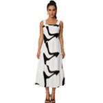 Black And White Swirl Background Square Neckline Tiered Midi Dress