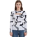 Black And White Swirl Background Women s Cut Out Long Sleeve T-Shirt