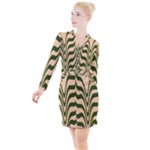 Swirl Pattern Abstract Marble Button Long Sleeve Dress