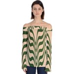 Swirl Pattern Abstract Marble Off Shoulder Long Sleeve Top