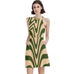 Swirl Pattern Abstract Marble Cocktail Party Halter Sleeveless Dress With Pockets