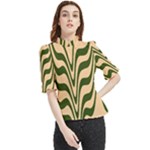 Swirl Pattern Abstract Marble Frill Neck Blouse