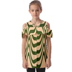 Swirl Pattern Abstract Marble Fold Over Open Sleeve Top