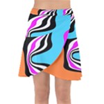 Liquid Warp Background Orange Blue Wrap Front Skirt