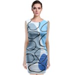 Boho Blue Deep Blue Artwork Sleeveless Velvet Midi Dress