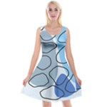 Boho Blue Deep Blue Artwork Reversible Velvet Sleeveless Dress