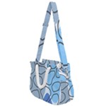 Boho Blue Deep Blue Artwork Rope Handles Shoulder Strap Bag