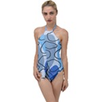 Boho Blue Deep Blue Artwork Go with the Flow One Piece Swimsuit