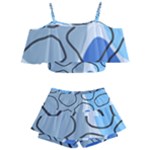 Boho Blue Deep Blue Artwork Kids  Off Shoulder Skirt Bikini