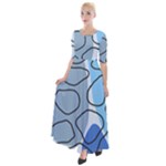 Boho Blue Deep Blue Artwork Half Sleeves Maxi Dress