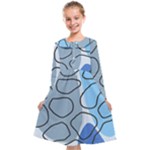 Boho Blue Deep Blue Artwork Kids  Midi Sailor Dress
