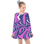 Texture Multicolour Grunge Kids  Long Sleeve Dress