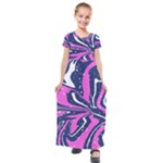 Texture Multicolour Grunge Kids  Short Sleeve Maxi Dress