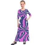 Texture Multicolour Grunge Kids  Quarter Sleeve Maxi Dress