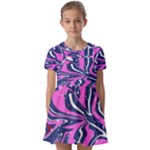 Texture Multicolour Grunge Kids  Short Sleeve Pinafore Style Dress