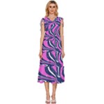 Texture Multicolour Grunge V-Neck Drawstring Shoulder Sleeveless Maxi Dress