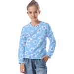 Flowers Pattern Print Floral Cute Kids  Long Sleeve T-Shirt with Frill 