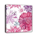 Violet Floral Pattern Mini Canvas 6  x 6  (Stretched)