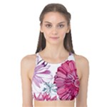 Violet Floral Pattern Tank Bikini Top
