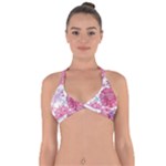 Violet Floral Pattern Halter Neck Bikini Top