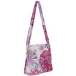 Violet Floral Pattern Zipper Messenger Bag