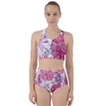 Violet Floral Pattern Racer Back Bikini Set
